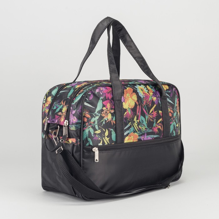 Сумка дорожная на молнии, 1 отдел, 3 наружных кармана, цвет чёрный