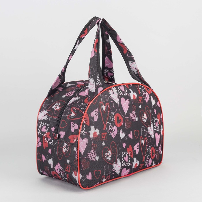 Сумка дорожная на молнии, 1 отдел, цвет чёрный/красный