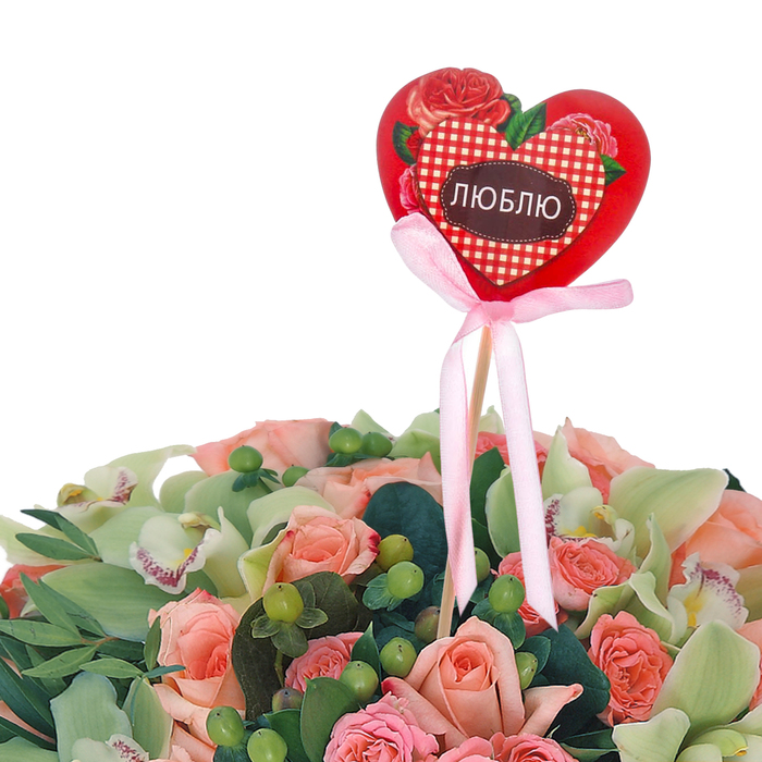 Сердце на палочке "Люблю", 6 х 5,4 см