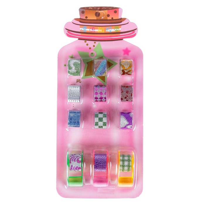 Набор клейкой ленты пластик 12 шт+ 3 держателя для клейкой ленты, 1,2 смх1 м МИКС 20х9х2 см