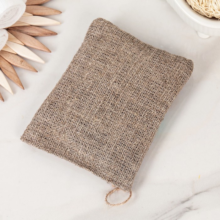 Мочалка льняная с органическим мылом "Шоколадная"