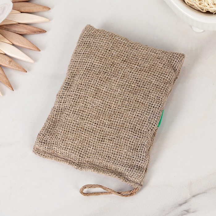 Мочалка льняная с органическим мылом "Можжевеловая"