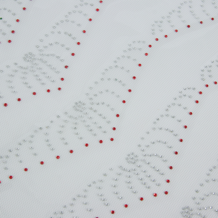 Термоаппликация из страз "Узор", 15*3,5см, 14шт на листе, цвет белый/красный