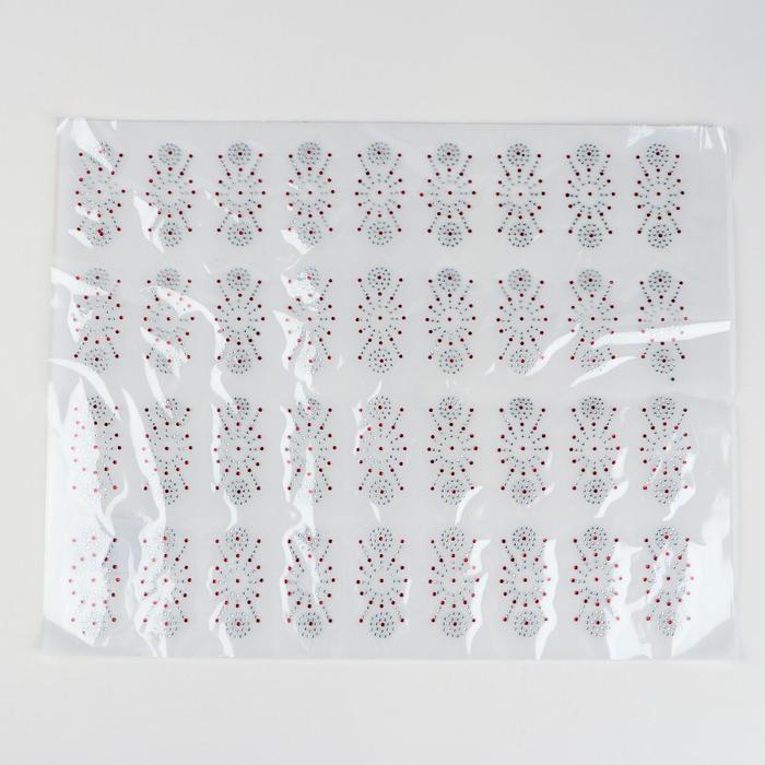 Термоаппликация из страз "Узор", 6,5*3см, 36шт на листе, цвет белый/красный