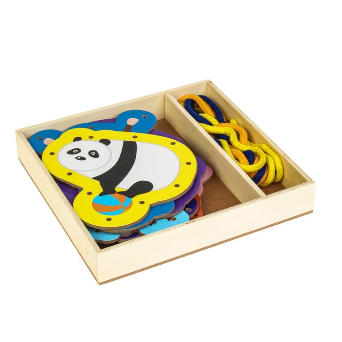 Шнуровка в коробке "Веселые животные", 8 шт.