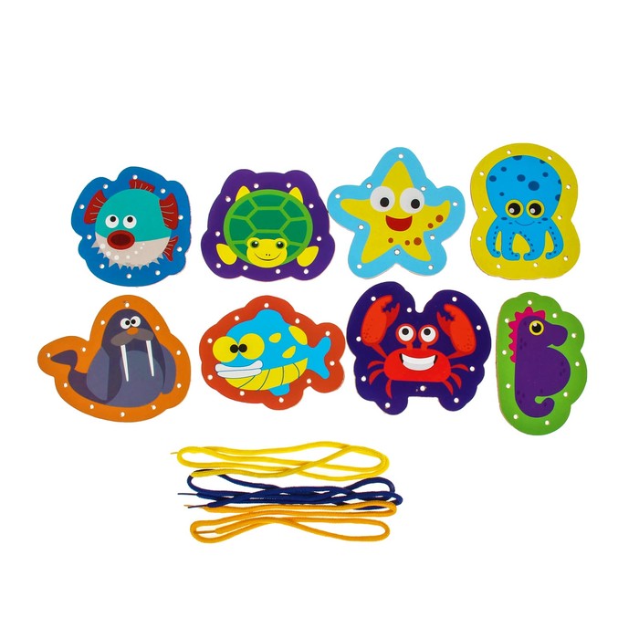 Шнуровка в коробке "Морские обитатели", 8 шт.