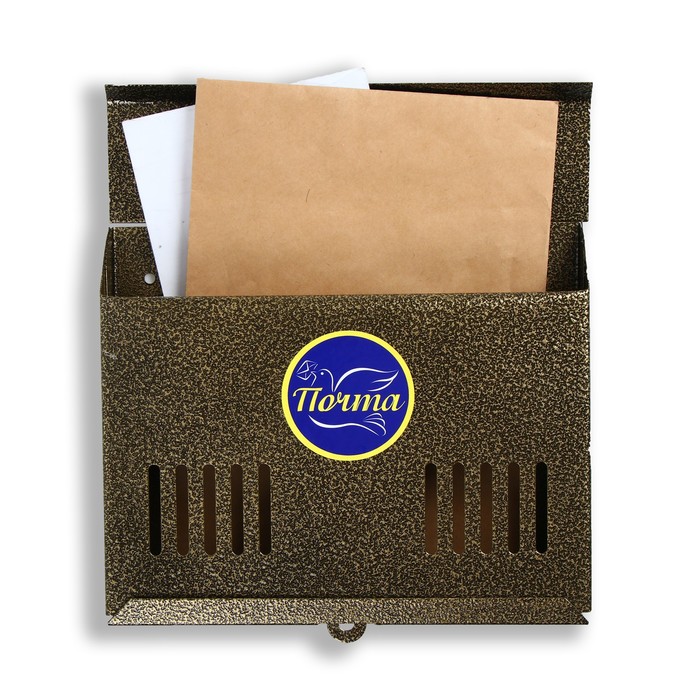 фото Ящик почтовый без замка (с петлёй), горизонтальный «мини», бронзовый