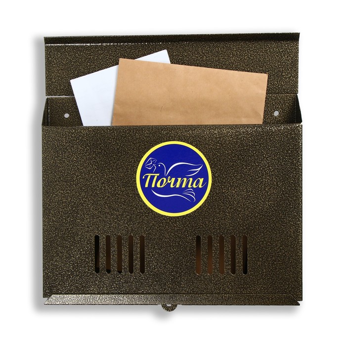фото Ящик почтовый без замка (с петлёй), горизонтальный «широкий», бронзовый