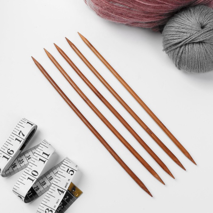 Спицы для вязания чулочные, d=6мм, 25см, 5шт
