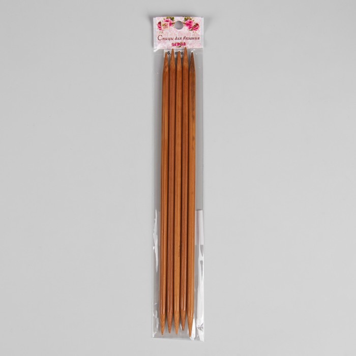 Спицы для вязания чулочные, d=6мм, 25см, 5шт