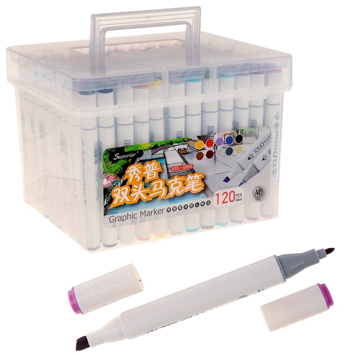 Набор маркеров профессиональных двусторонних 120 штук/120 цветов