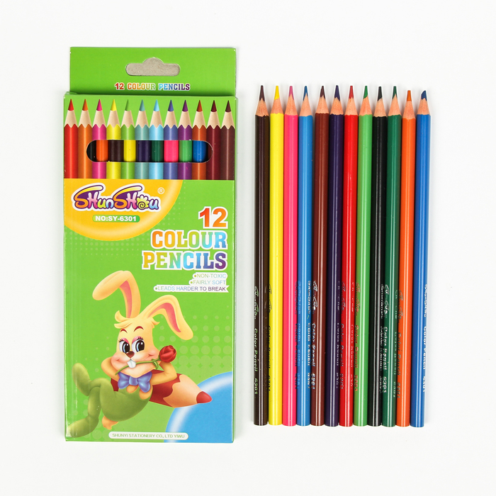 Карандаши 12 цветов, в картон коробке, заточенные, ПЛАСТИКОВЫЕ