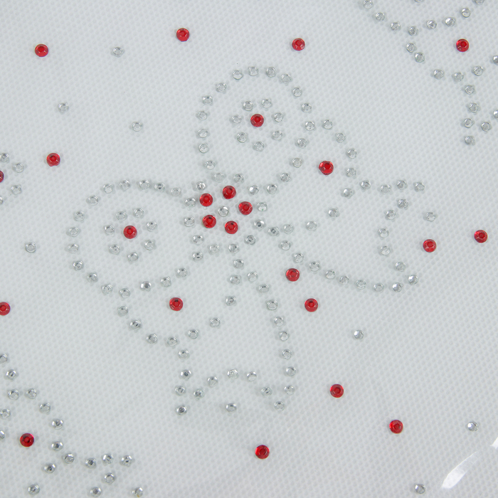 Термоаппликация из страз "Бантик", 8*10,5см, 12шт на листе, цвет белый/красный