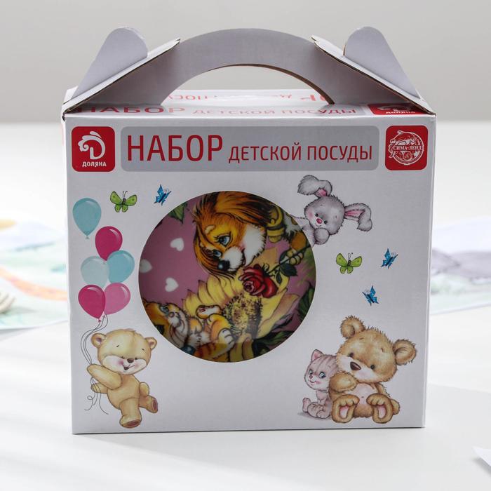 Набор детской посуды "Дружба", 3 предмета: кружка 230 мл, миска 400 мл, тарелка 18 см
