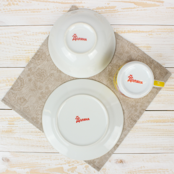 Набор детской посуды "Пчелка", 3 предмета: кружка 230 мл, миска 400 мл, тарелка 18 см