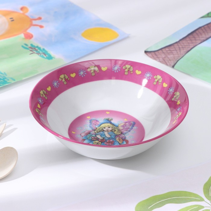Набор детской посуды Доляна «Дюймовочка», 3 предмета: кружка 230 мл, миска 400 мл, тарелка 18 см