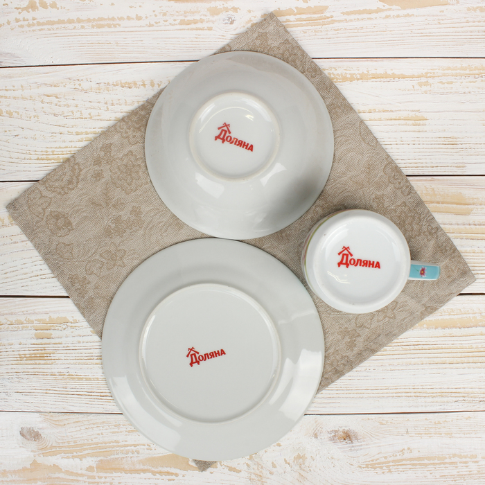 Набор детской посуды "Мечтательница", 3 предмета: кружка 230 мл, миска 400 мл, тарелка 18 см