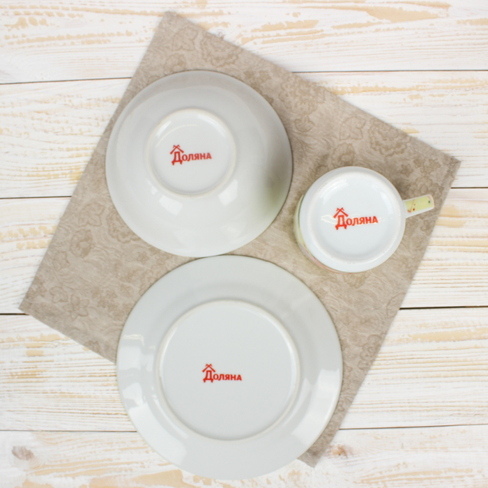 Набор детской посуды "День рождения", 3 предмета: кружка 230 мл, миска 400 мл, тарелка 18 см