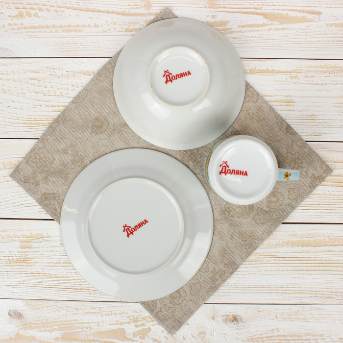 Набор детской посуды "Ковбой", 3 предмета: кружка 230 мл, миска 400 мл, тарелка 18 см