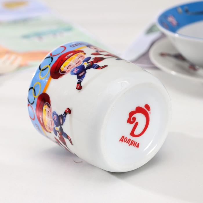 Набор детской посуды "Хоккеисты", 3 предмета: кружка 230 мл, миска 400 мл, тарелка 18 см