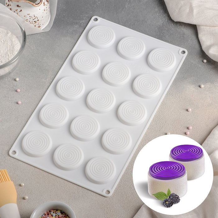 Форма для выпечки и муссовых десертов, 15 ячеек, 30х17,5х0,5 см "Гипноз", цвет белый