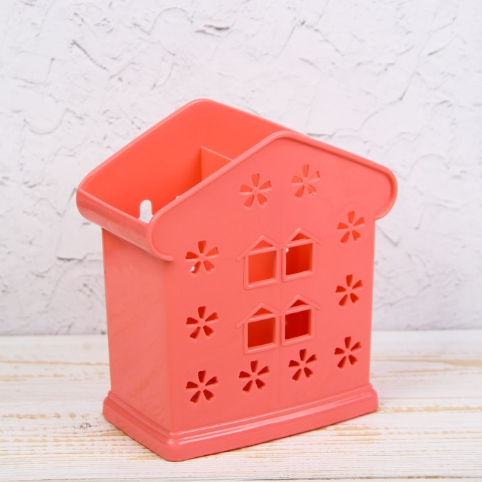 Сушилка для столовых приборов 2 отделения "Домик" 13,5х7х14,5 см, цвета МИКС