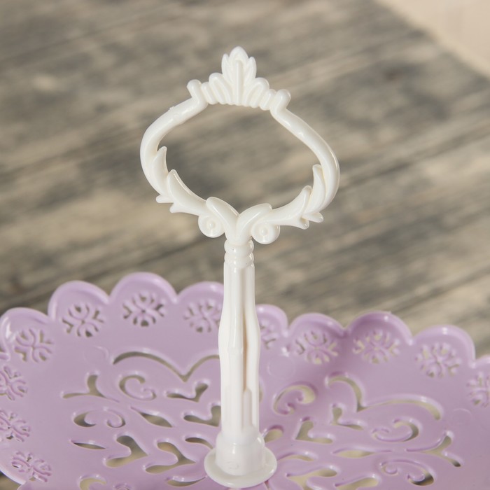 Блюдо 3 яруса "Кружево. Сердце", 16,5/20/24,5 см, цвет МИКС