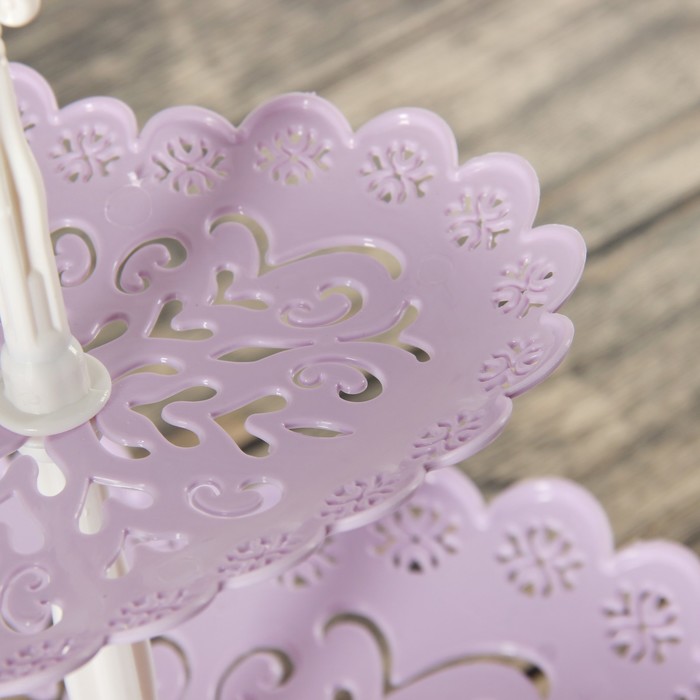 Блюдо 3 яруса "Кружево. Сердце", 16,5/20/24,5 см, цвет МИКС