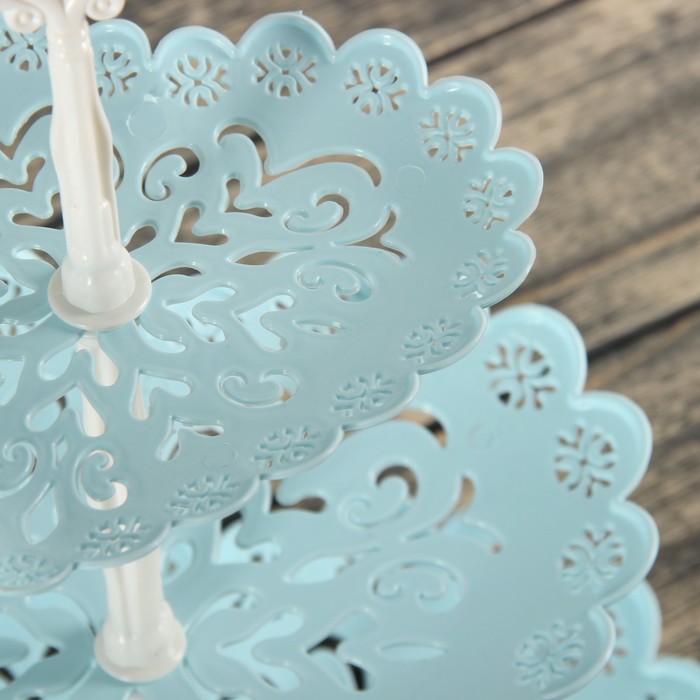 Блюдо 3 яруса "Кружево. Сердце", 16,5/20/24,5 см, цвет МИКС