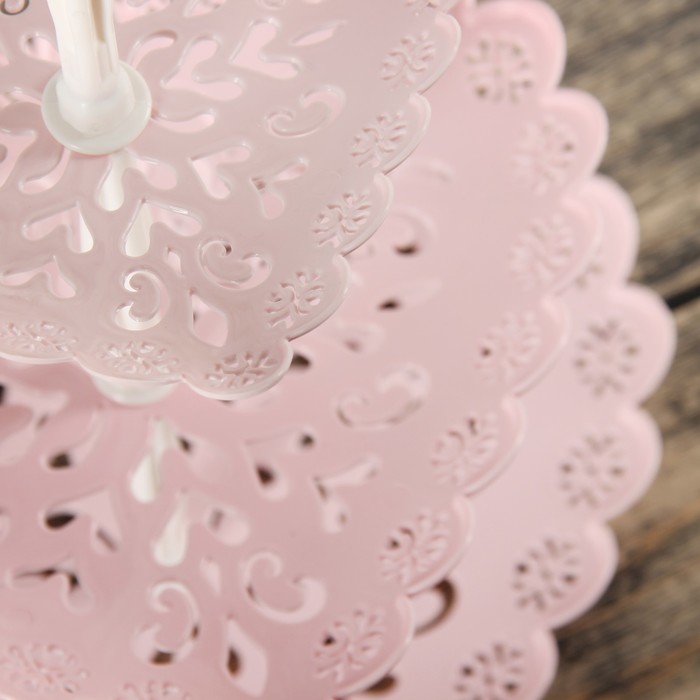 Блюдо 3 яруса "Кружево. Сердце", 16,5/20/24,5 см, цвет МИКС