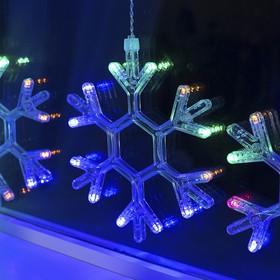 

УЦЕНКА БАХРОМА "Снежинки", Ш:2.4 м, В:0.9 м, Н.С. LED-150-220V,контр. 8 р,МУЛЬТИ