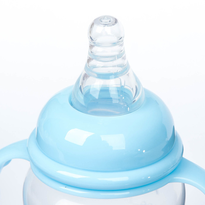 Бутылочка для кормления с ручками, 210 мл, от 0 мес., цвет голубой