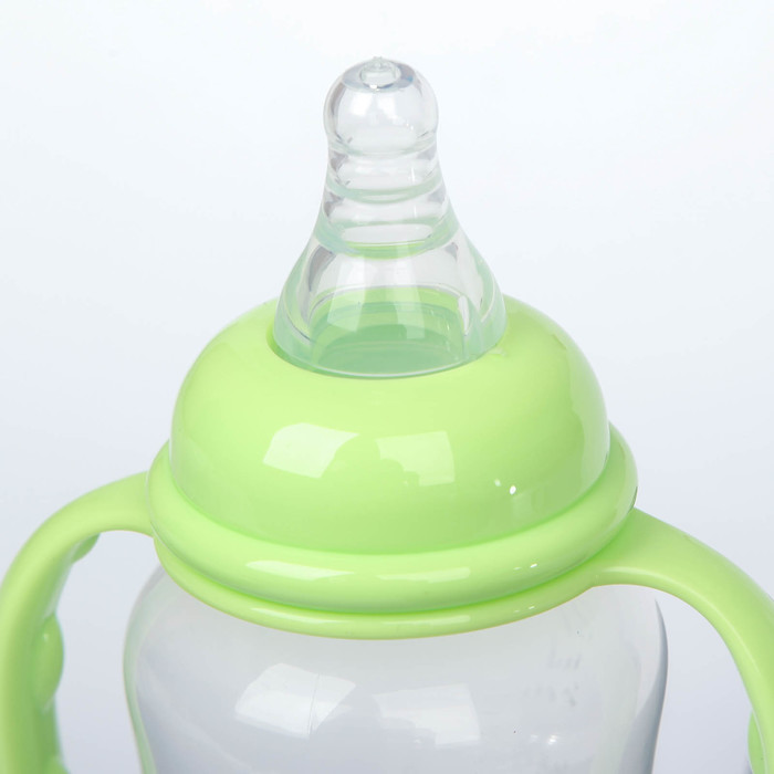 Бутылочка для кормления с ручками, 300 мл, от 0 мес., цвет зелёный