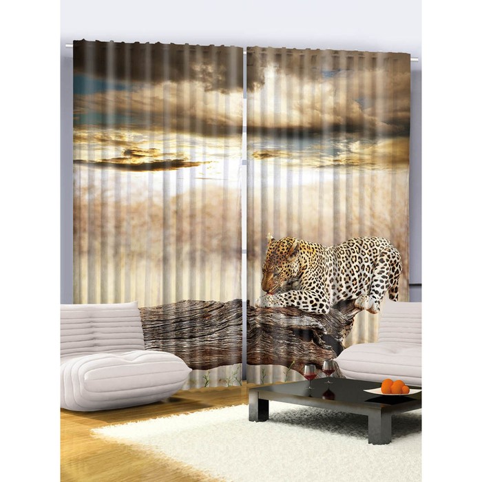 Комплект фотоштор Magic Lady "Леопард", 145 х 265 см - 2 шт, 100% полиэстер