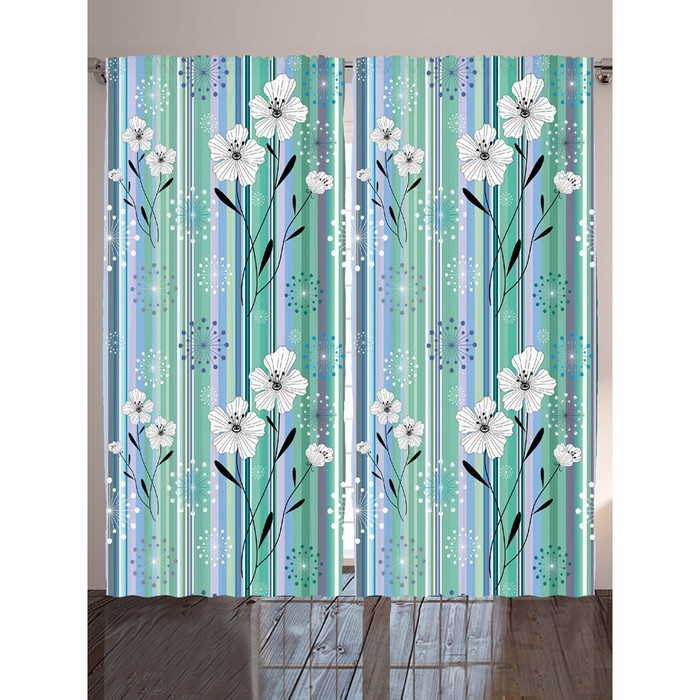 Комплект фотоштор Magic Lady "Белоснежные цветы", 145 х 265 см - 2 шт, 100% полиэстер