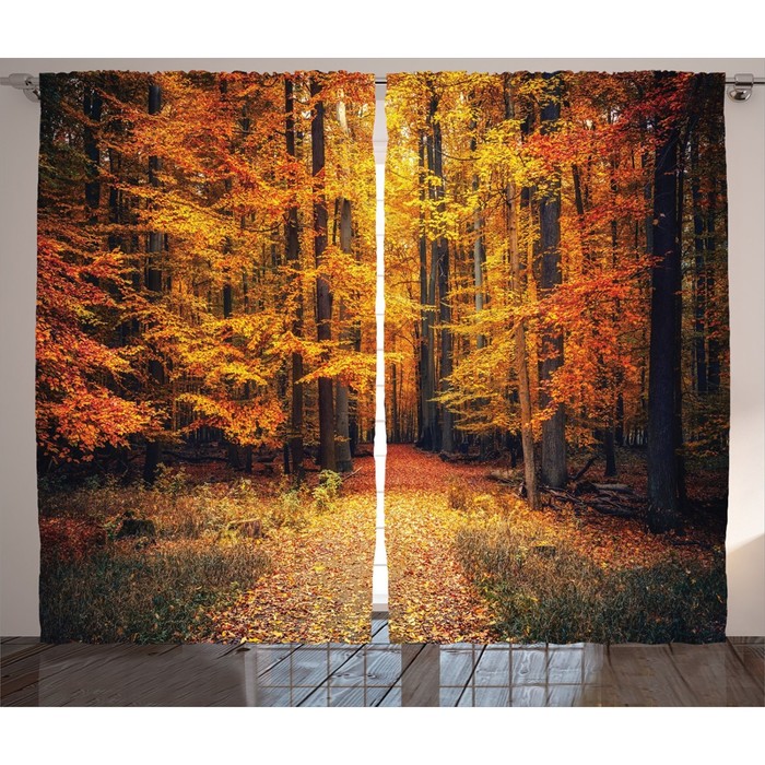 Комплект фотоштор Magic Lady "Осень в парке", 145 х 265 см - 2 шт, 100% полиэстер