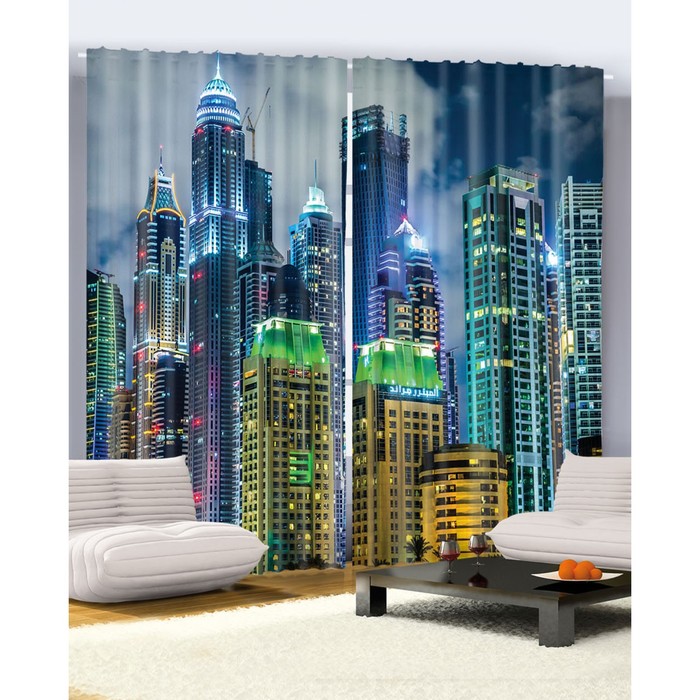 Комплект фотоштор Magic Lady "Восточный мегаполис", 145 х 265 см - 2 шт, 100% полиэстер