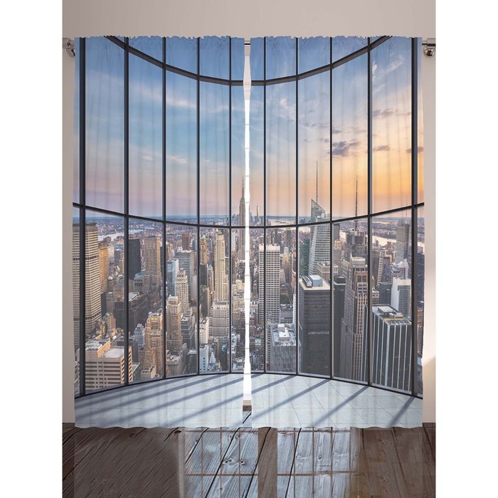 Комплект фотоштор Magic Lady "Небоскребы", 145 х 265 см - 2 шт, 100% полиэстер