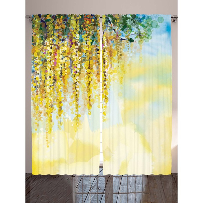 Комплект фотоштор Magic Lady "Жёлтые лианы", 145 х 265 см - 2 шт, 100% полиэстер