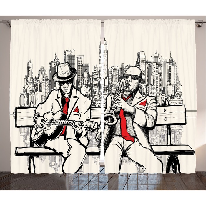 Комплект фотоштор Magic Lady "Джазбэнд", 145 х 265 см - 2 шт, 100% полиэстер