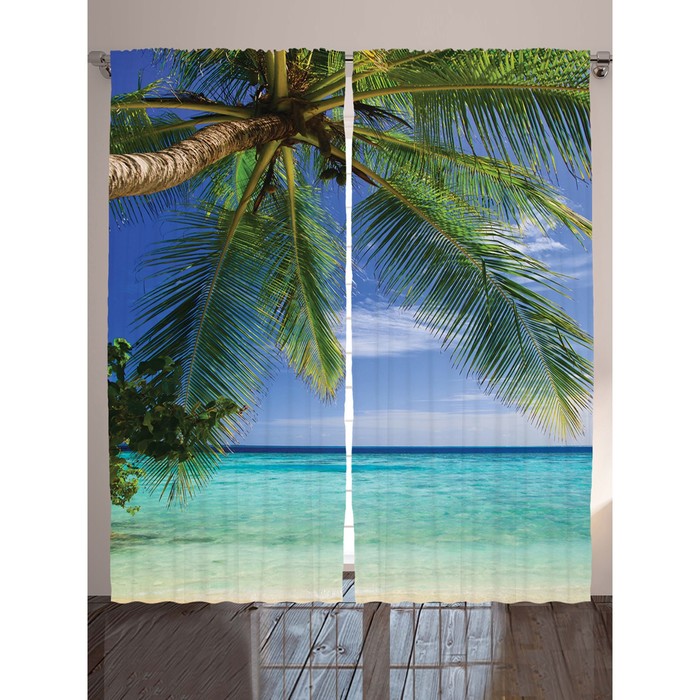 Комплект фотоштор Magic Lady "Под пальмой", 145 х 265 см - 2 шт, 100% полиэстер