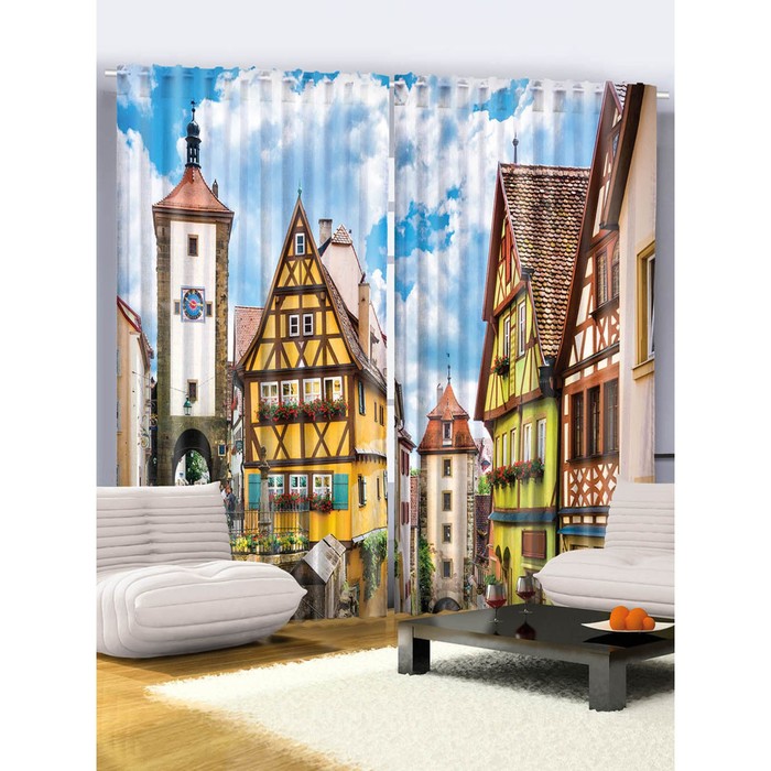 Комплект фотоштор Magic Lady "Европейский городок", 145 х 265 см - 2 шт, 100% полиэстер