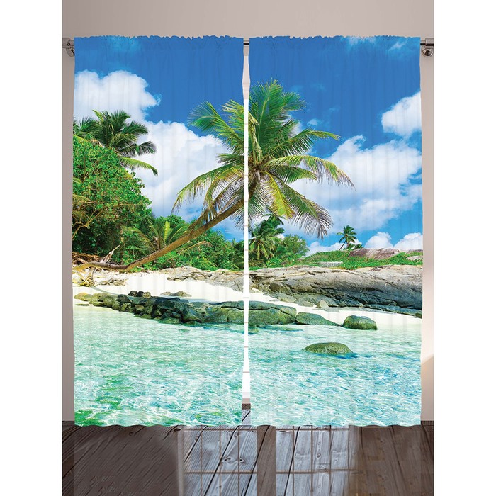 Комплект фотоштор Magic Lady "Тропический берег", 145 х 265 см - 2 шт, 100% полиэстер