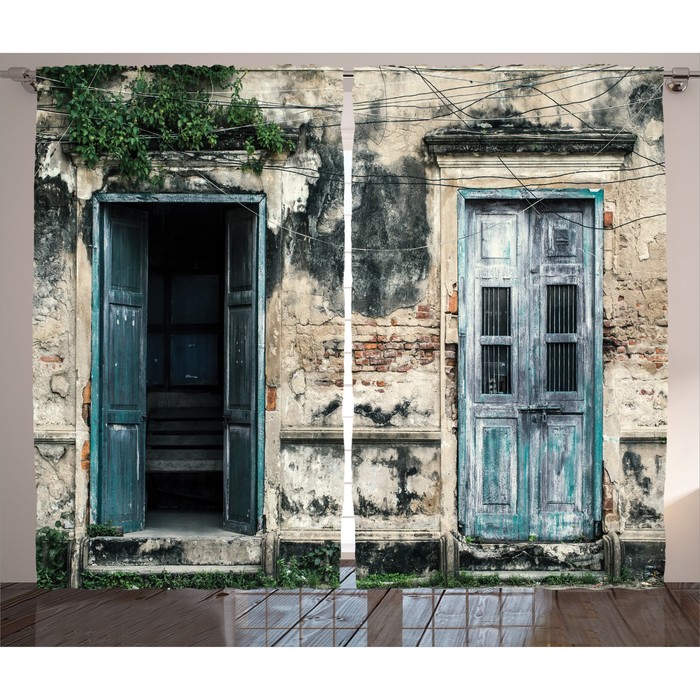 Комплект фотоштор Magic Lady "Старые двери", 145 х 265 см - 2 шт, 100% полиэстер