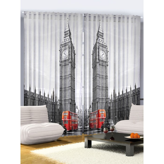 Комплект фотоштор Magic Lady "Типичный Лондон", 145 х 265 см - 2 шт, 100% полиэстер