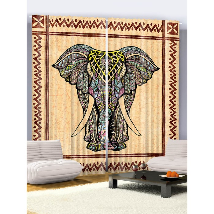 Комплект фотоштор Magic Lady "Индийский слон", 145 х 265 см - 2 шт, 100% полиэстер