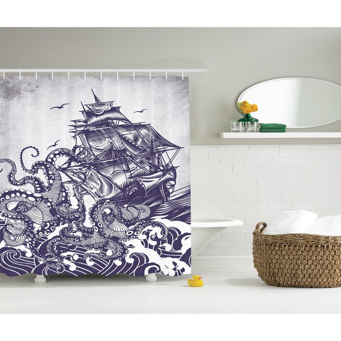 Фотоштора для ванной Magic Lady "Ктулху атакует", 180 х 200 см, 100% полиэстер