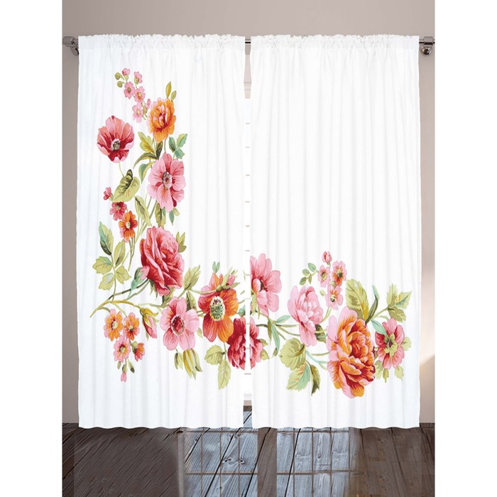 Комплект фотоштор Magic Lady "Акварельные цветы", 145 х 265 см - 2 шт, 100% полиэстер