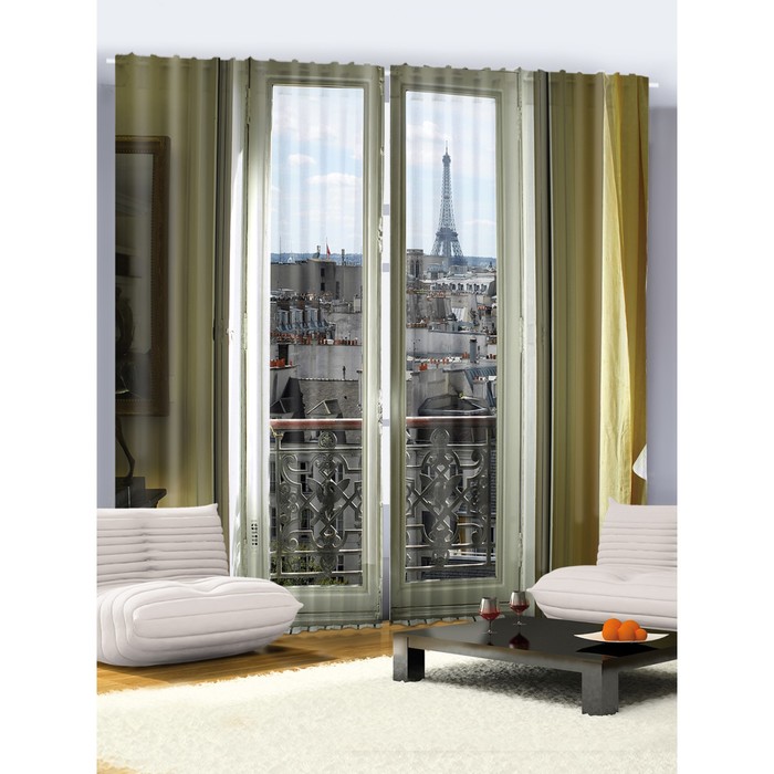 Комплект фотоштор Magic Lady "Окно в Париж", 145 х 265 см - 2 шт, 100% полиэстер