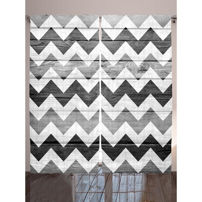 Комплект фотоштор Magic Lady "Черно-белые зигзаги", 145 х 265 см - 2 шт, 100% полиэстер